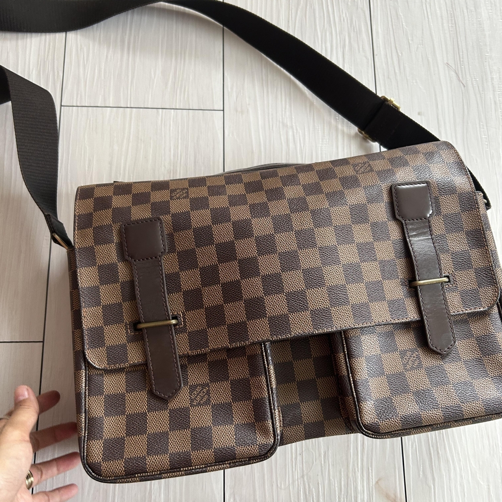 Brown Checkered Men's Messenger Bag